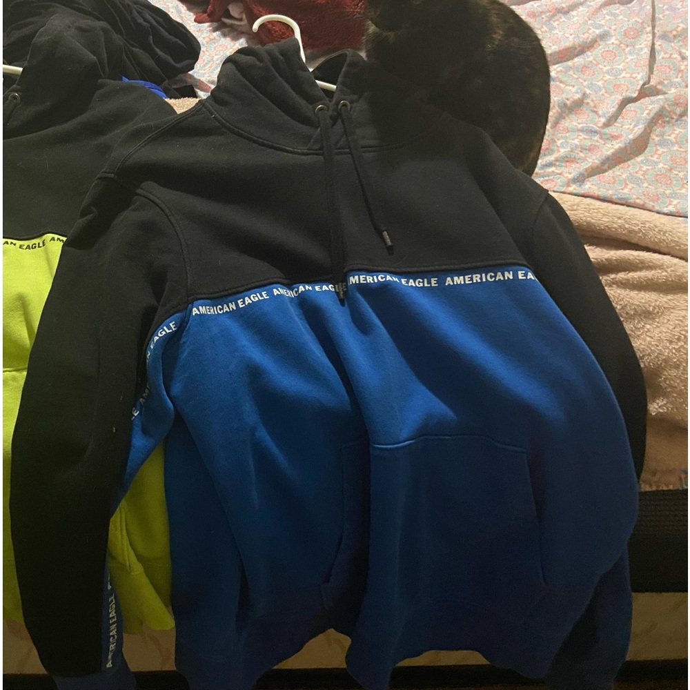 AE hoodies size large but fits bigger